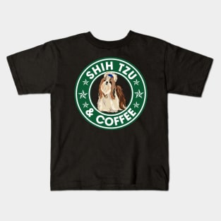 Shih Tzu And Coffee Kids T-Shirt